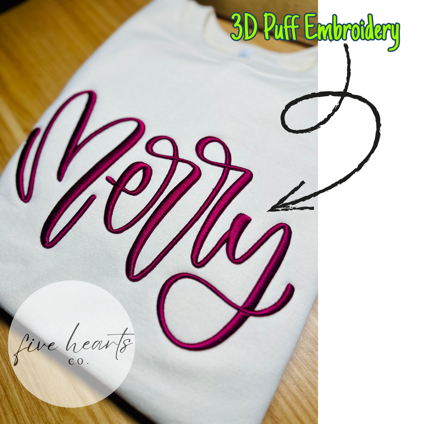 Merry 3D Puff Embroidered