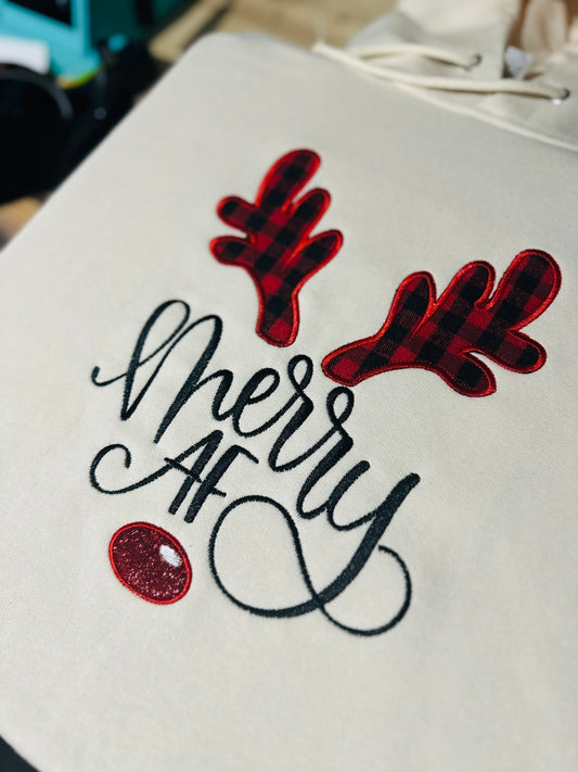 Merry AF Glitter/Appliqué Embroidery
