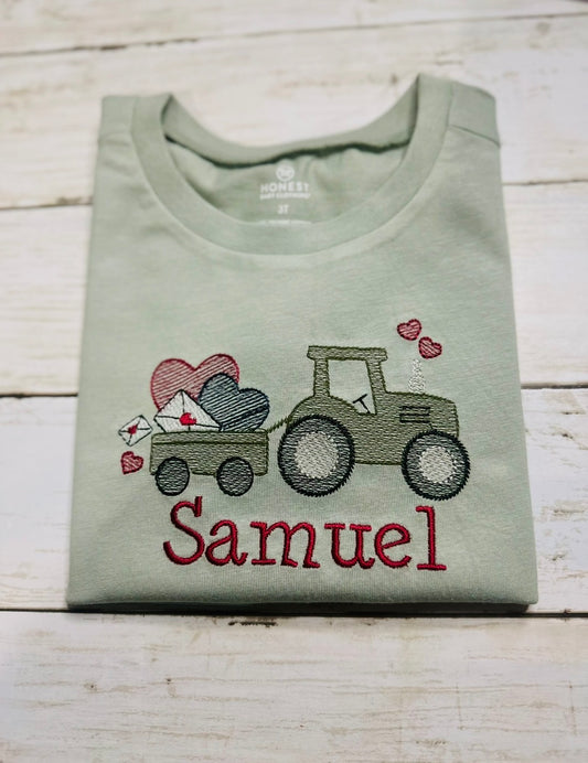 Valentine Tractor – Personalized with Name | Embroidery